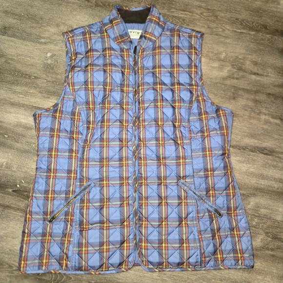 Orvis Jackets & Blazers - ORVIS Sunderland Vest Blue Quilted Plaid Zip Pockets Dog Walking Hiking …